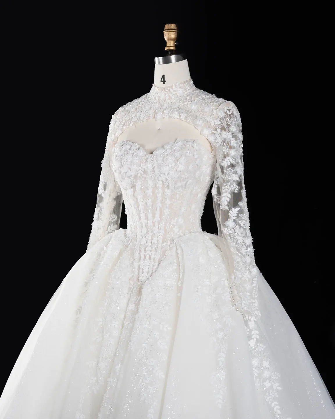 Off White Floral Lace High Neck Wedding Dress SW695-7