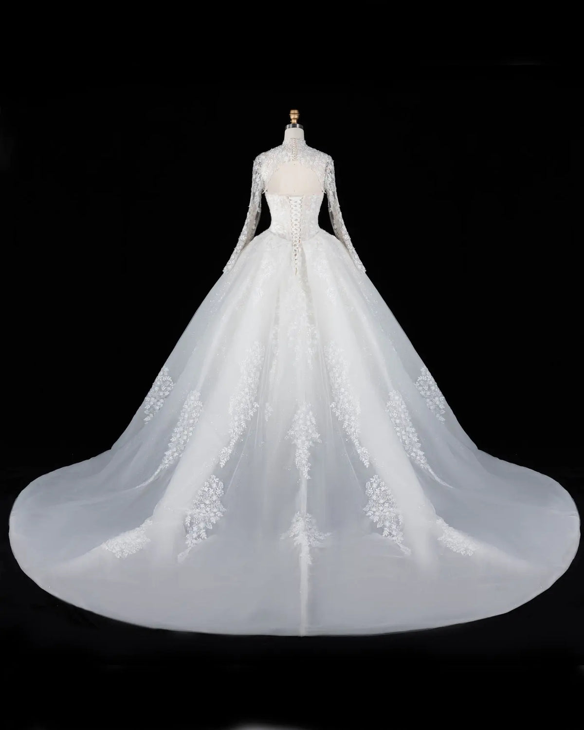 Off White Floral Lace High Neck Wedding Dress SW695-12