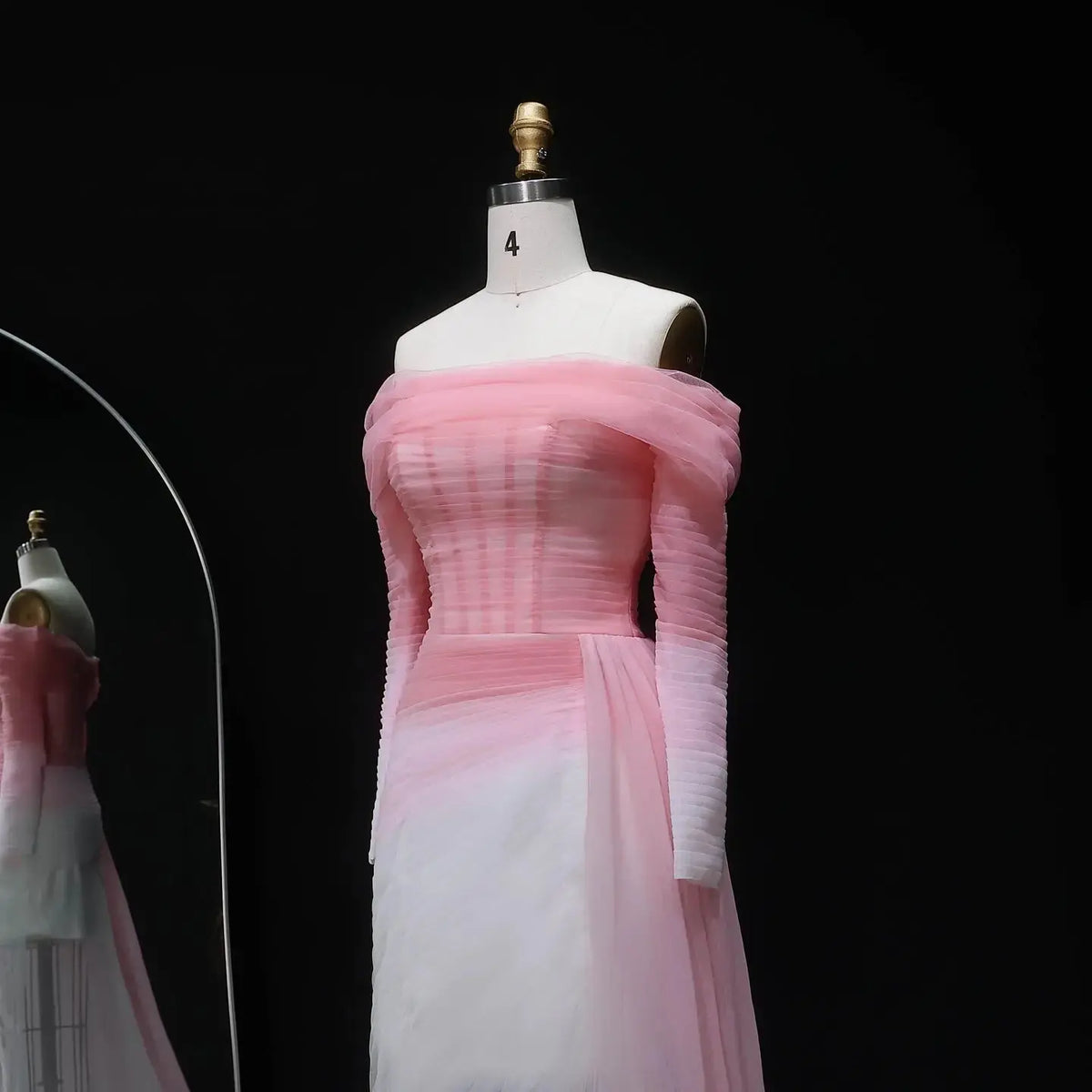 Brown Tulle Off Shoulder Evening Dress with Slit SF232 