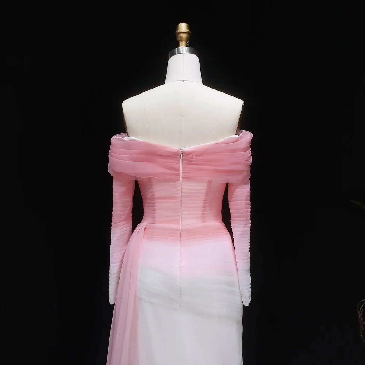 Brown Tulle Off Shoulder Evening Dress with Slit SF232 