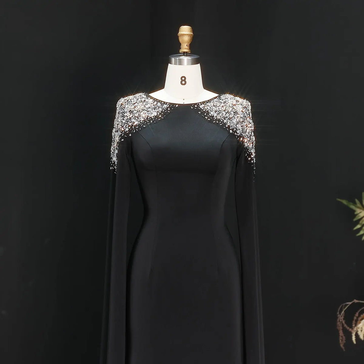 Elegant White Mermaid Evening Dress with Cape Sleeves SF280 