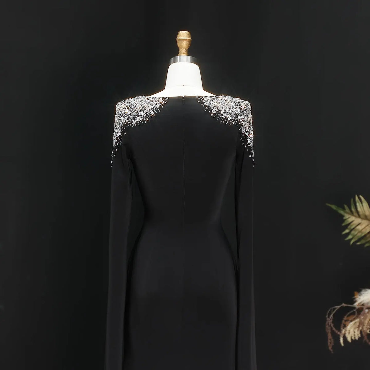 Elegant White Mermaid Evening Dress with Cape Sleeves SF280 