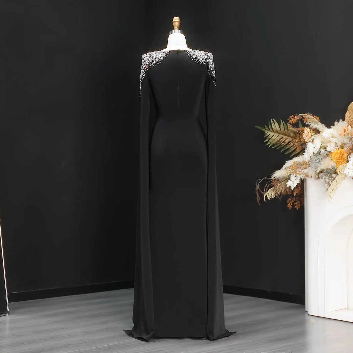 Elegant White Mermaid Evening Dress with Cape Sleeves SF280 