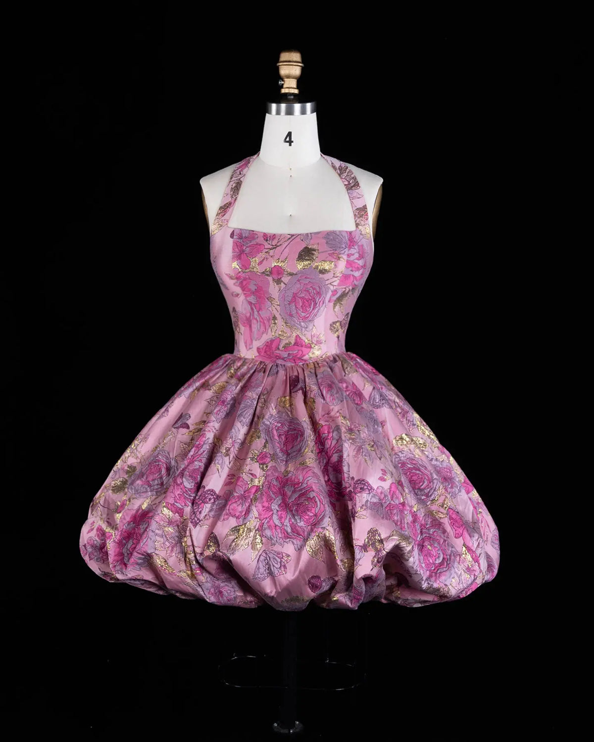 Pink Floral Jacquard Bubble Hem Mini Dress RM199