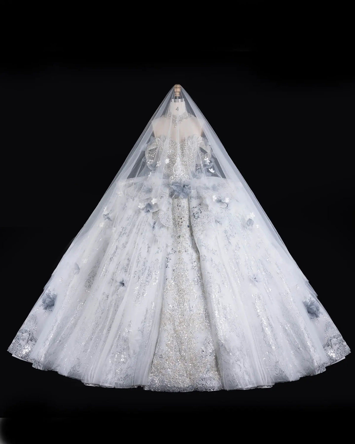 Blue Beaded Floral Crystal Wedding Dress SW610-3