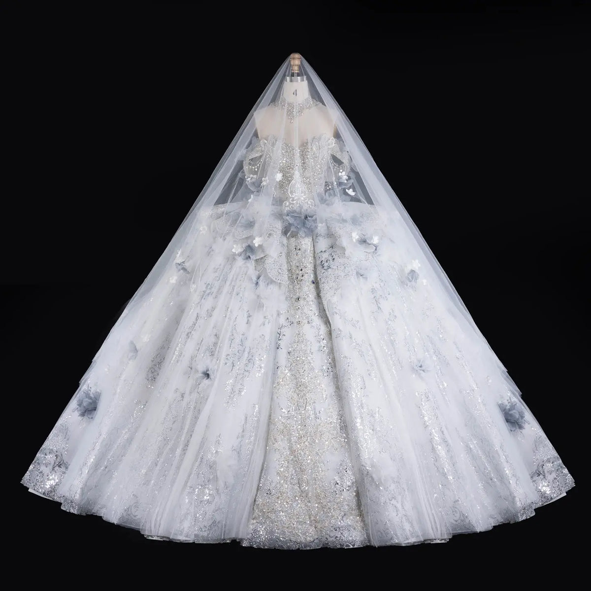Blue Beaded Floral Crystal Wedding Dress SW610-2