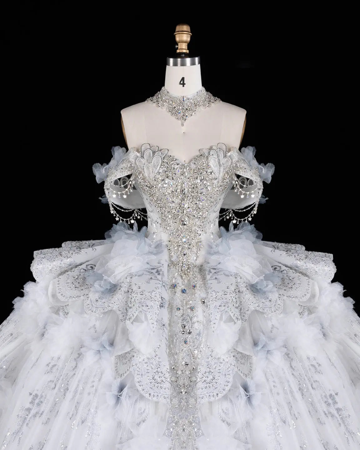 Blue Beaded Floral Crystal Wedding Dress SW610-4