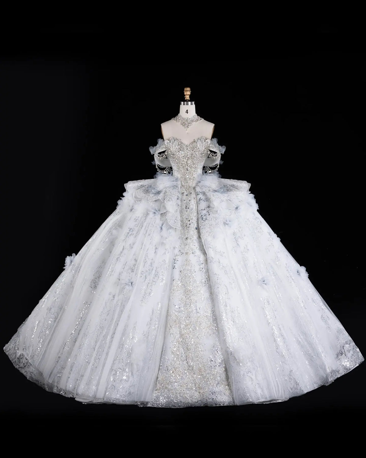 Blue Beaded Floral Crystal Wedding Dress SW610-5