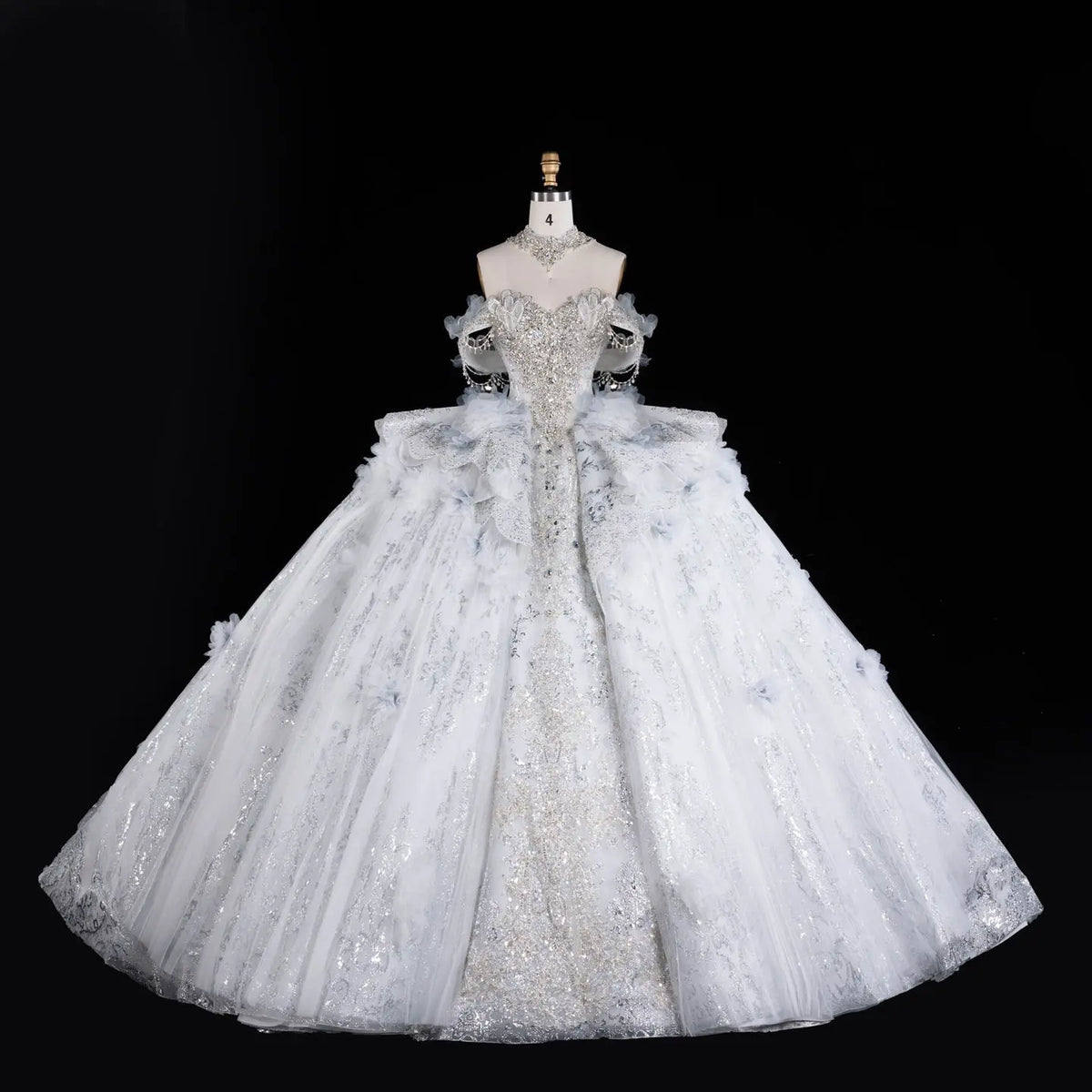 Blue Beaded Floral Crystal Wedding Dress SW610-6