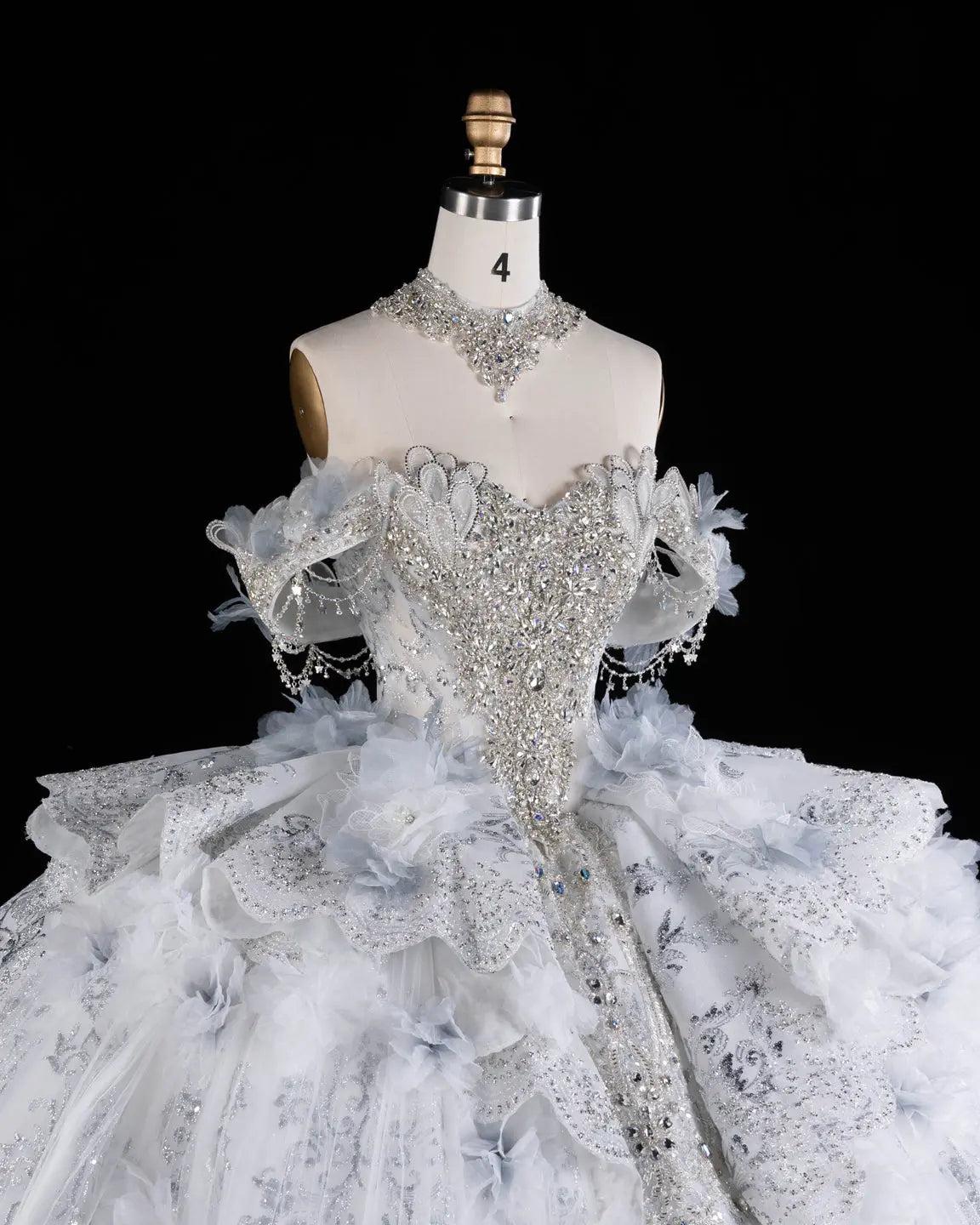 Blue Beaded Floral Crystal Wedding Dress SW610-9