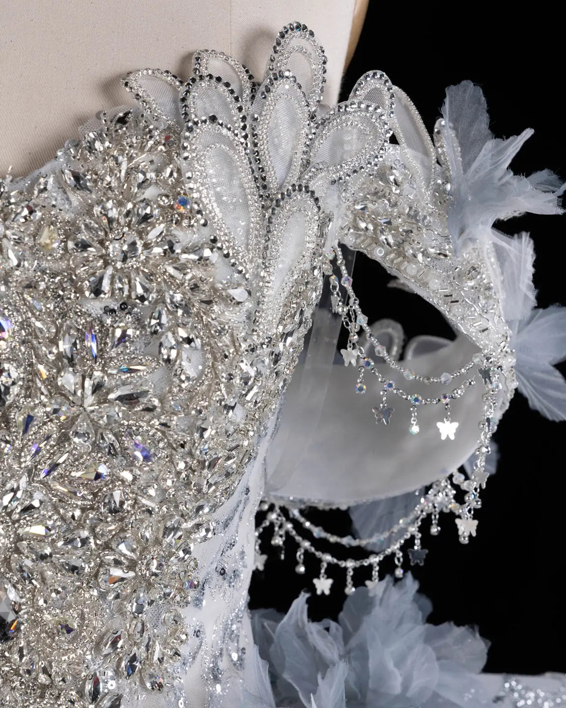 Blue Beaded Floral Crystal Wedding Dress SW610-11
