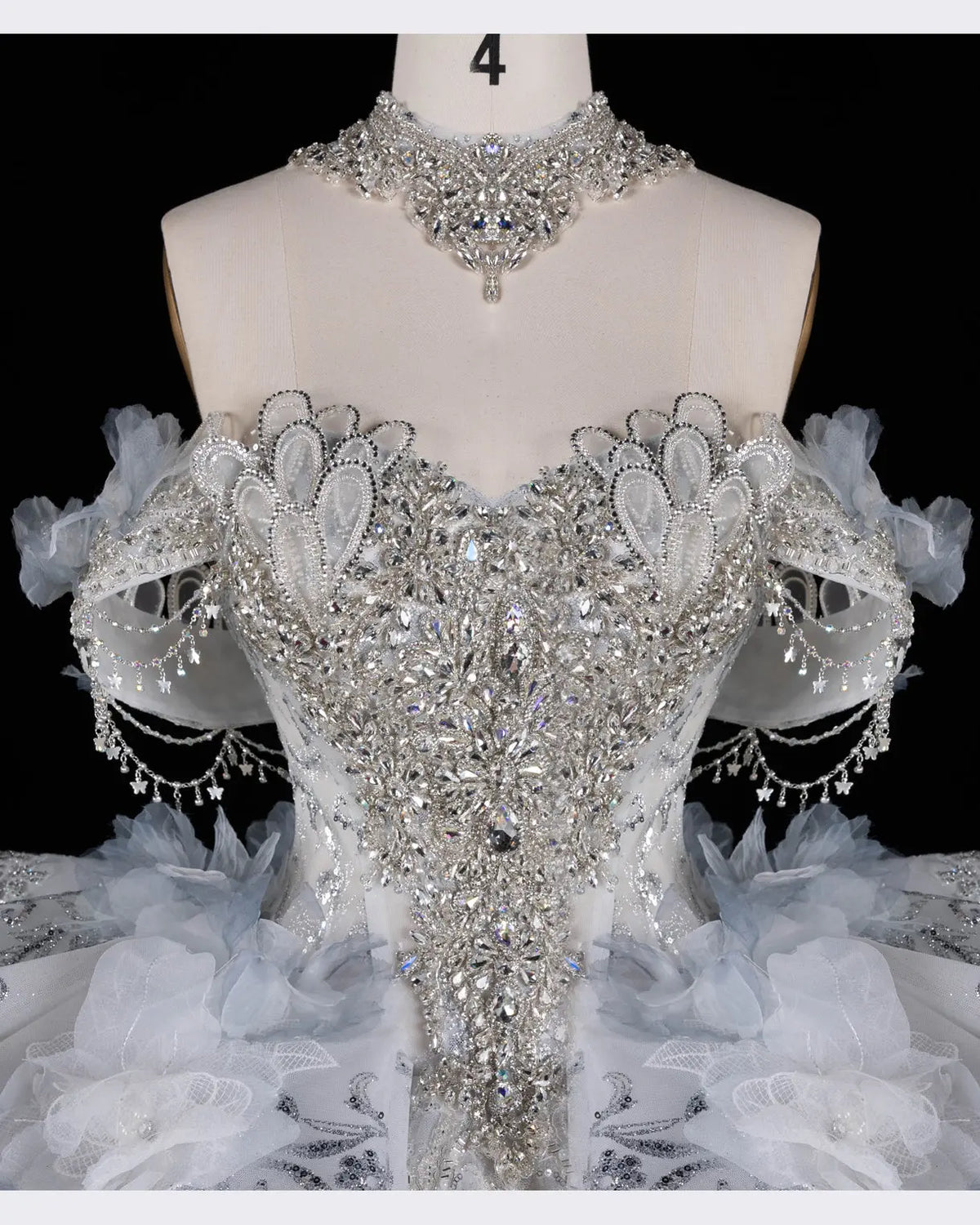 Blue Beaded Floral Crystal Wedding Dress SW610-12