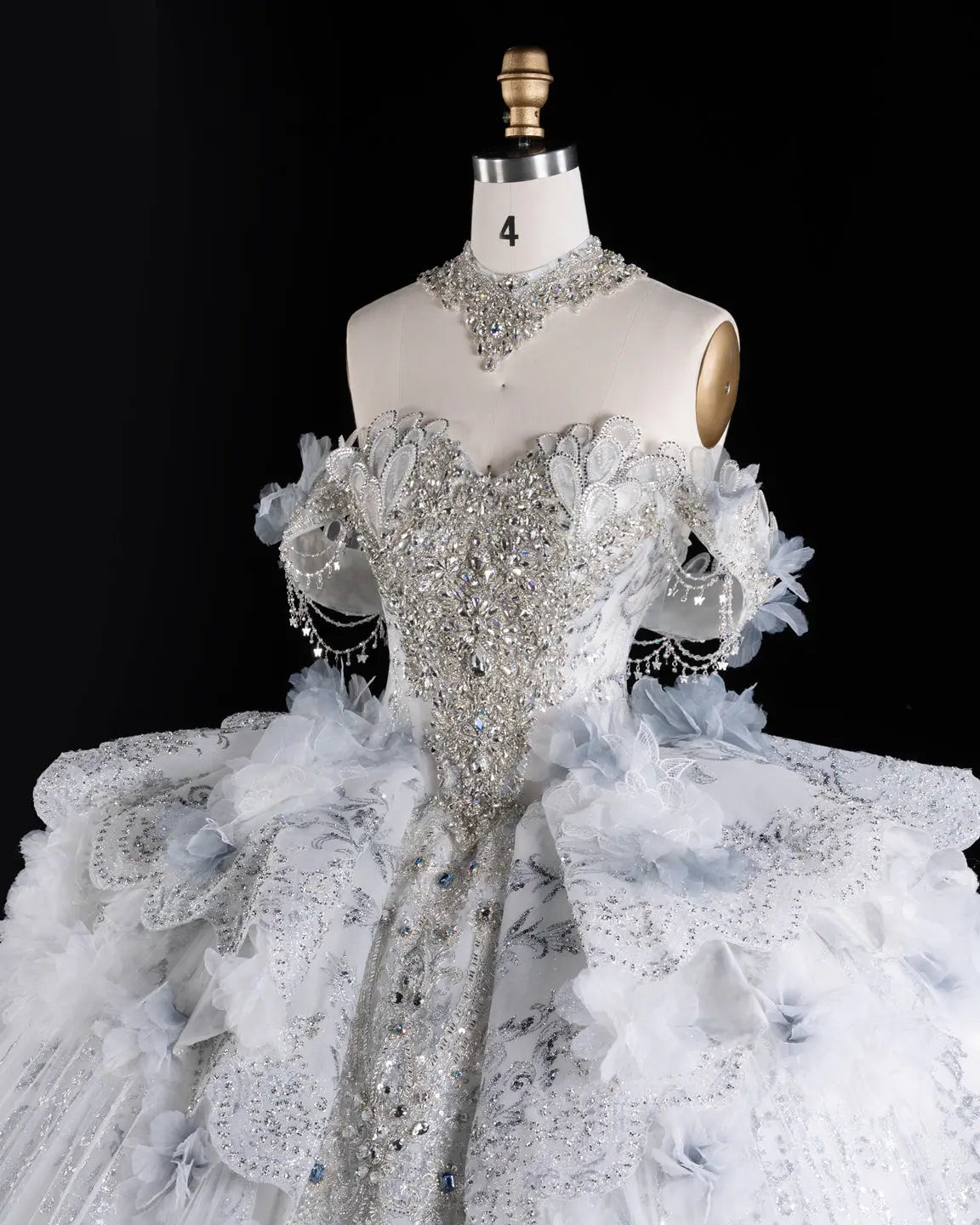 Blue Beaded Floral Crystal Wedding Dress SW610-13