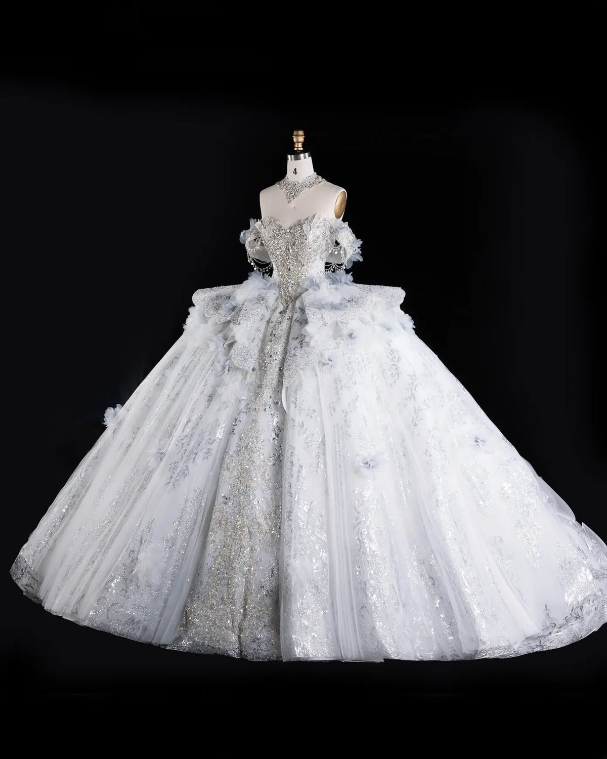 Blue Beaded Floral Crystal Wedding Dress SW610-14