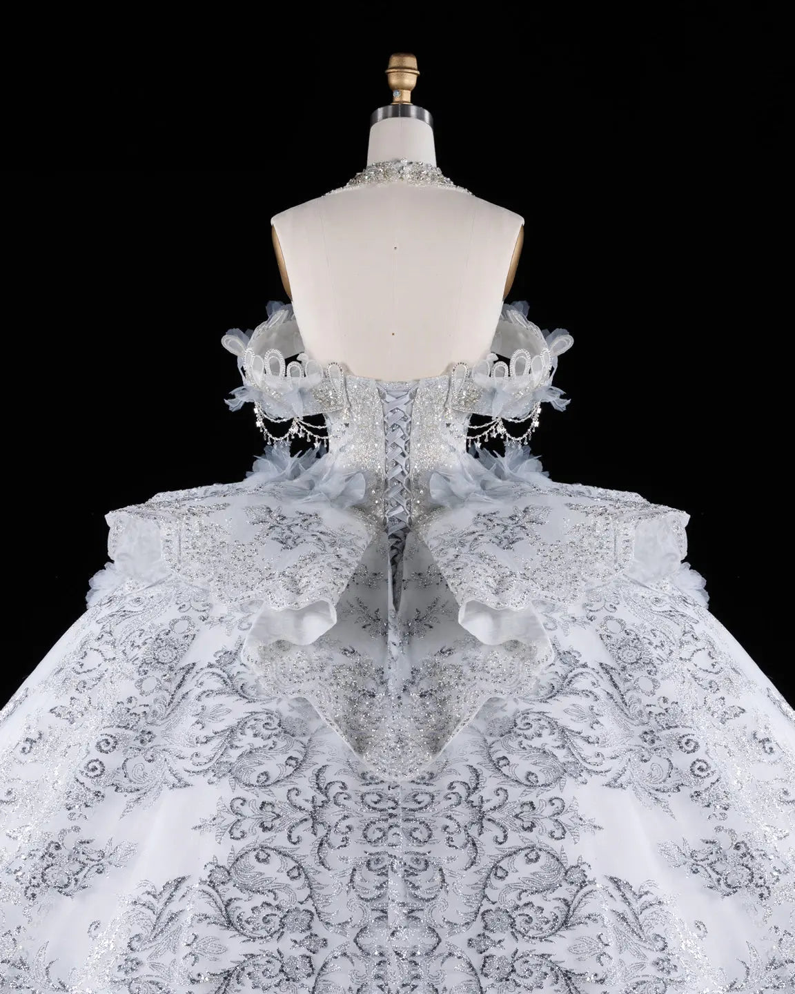 Blue Beaded Floral Crystal Wedding Dress SW610-15