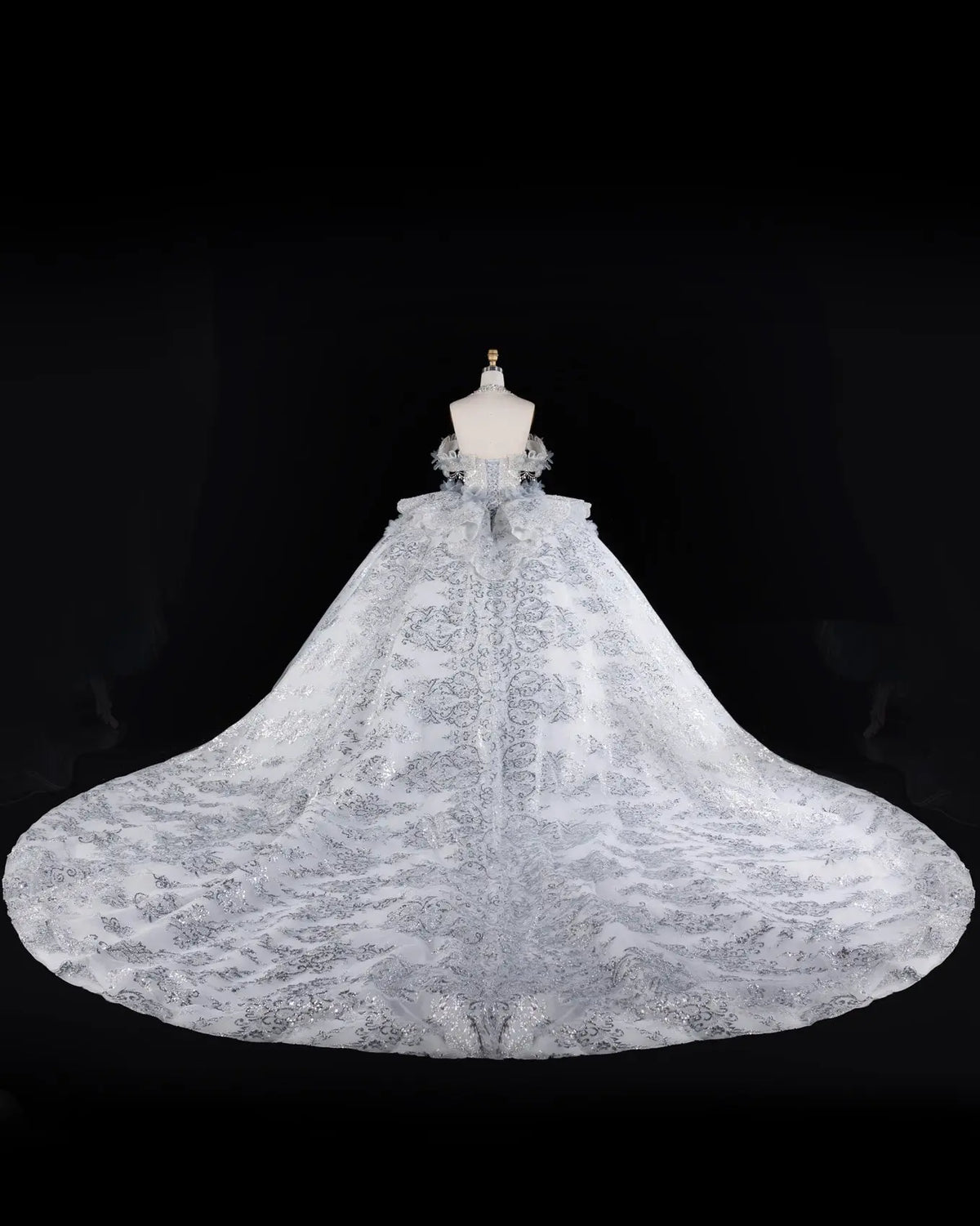 Blue Beaded Floral Crystal Wedding Dress SW610-16