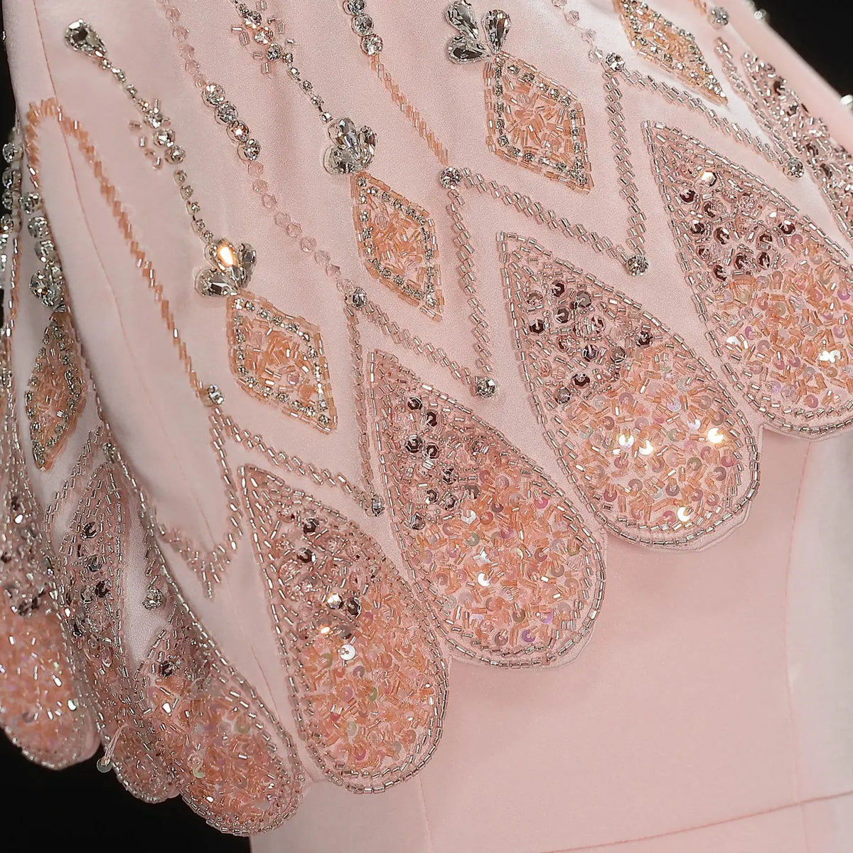 Pink Strapless Beaded Capelet Evening Dress SS302-11
