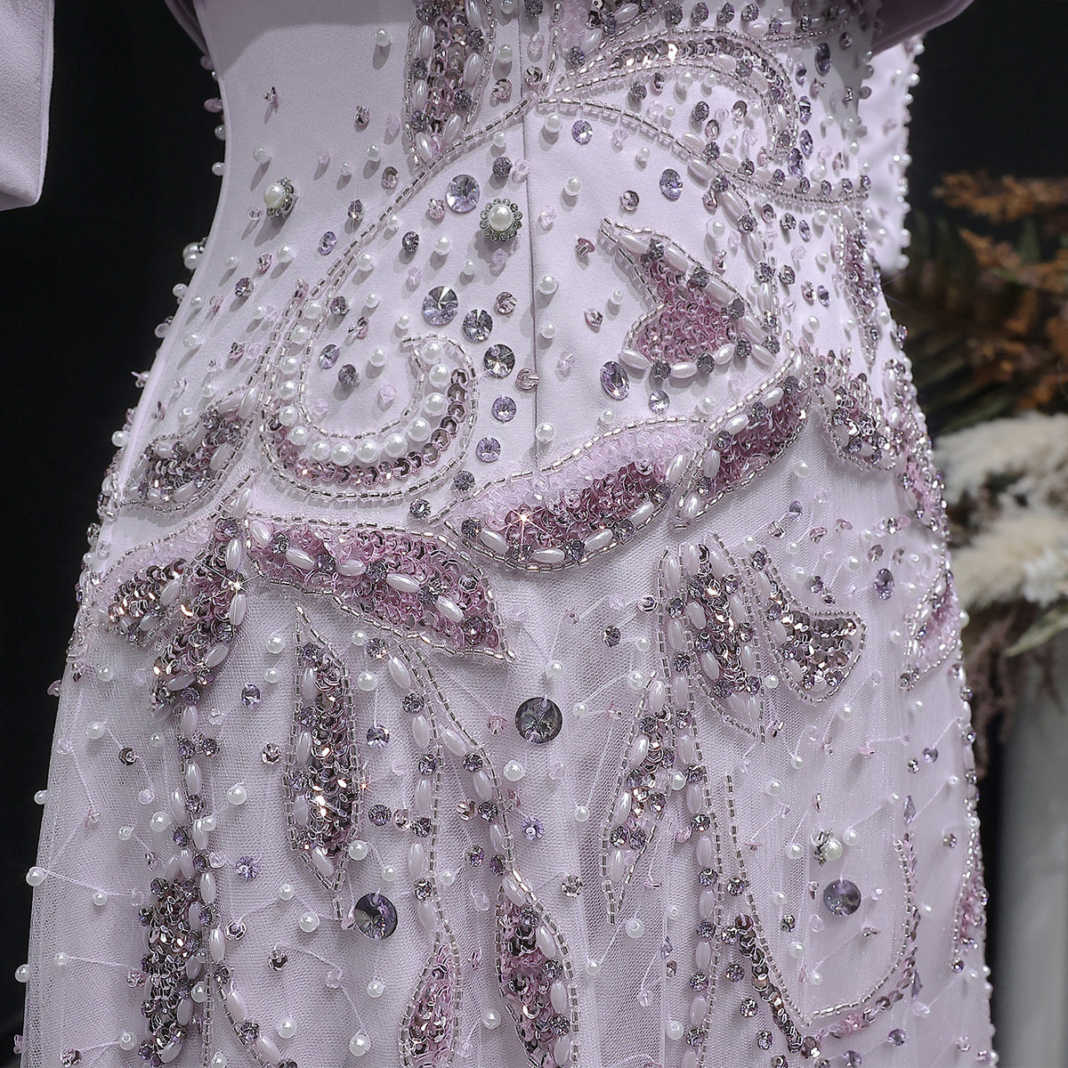 Luxury Blush Pink Crystal Short Sleeve 2 Pieces Evening Dress SS518 