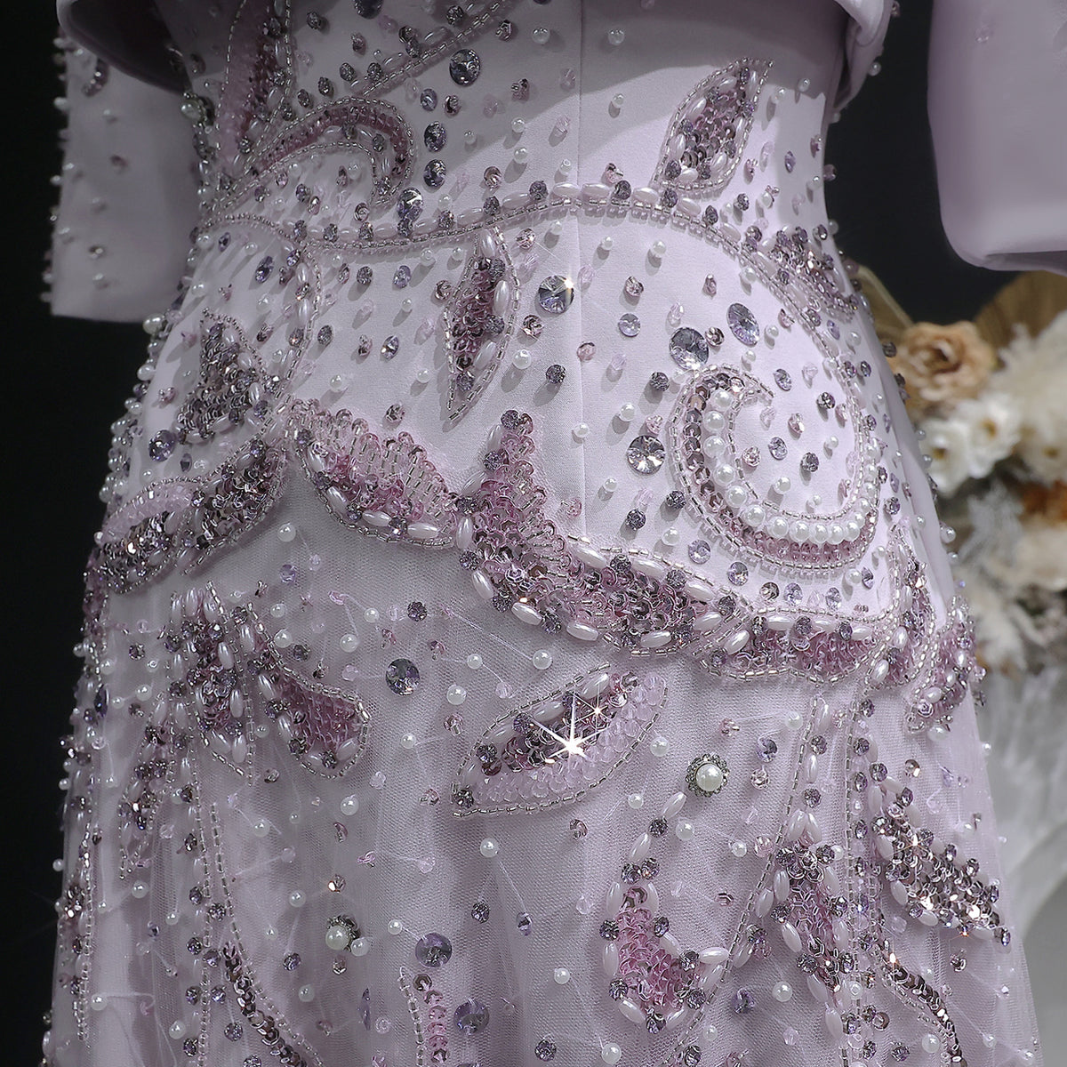 Luxury Blush Pink Crystal Short Sleeve 2 Pieces Evening Dress SS518 