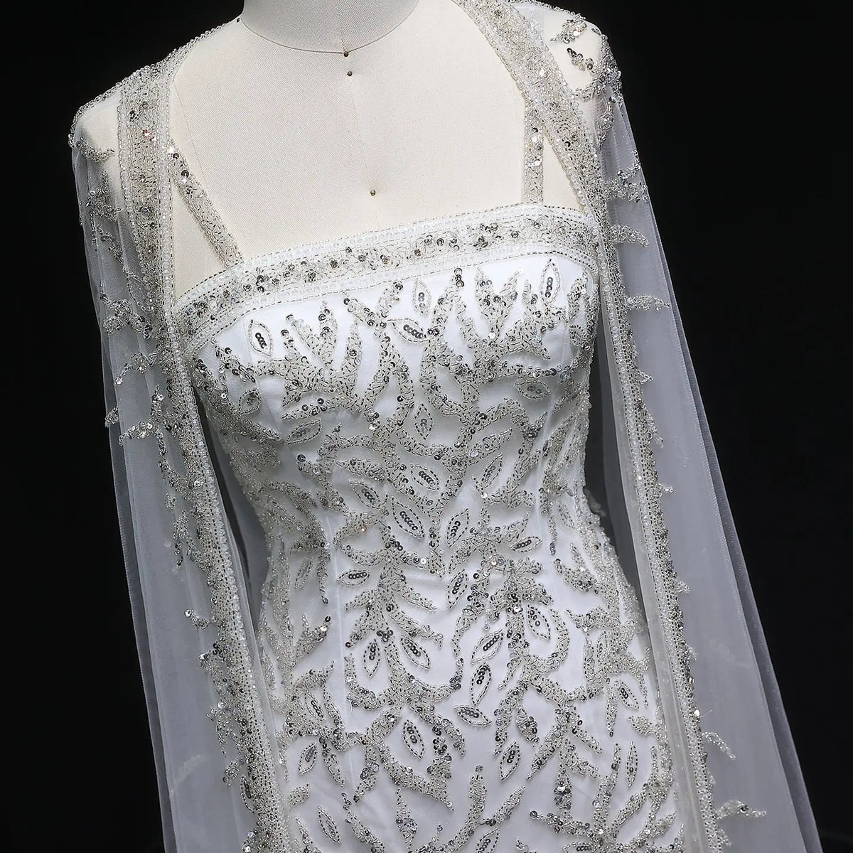 Elegant Pink Beaded Evening Gown with Sheer Cape SS393 