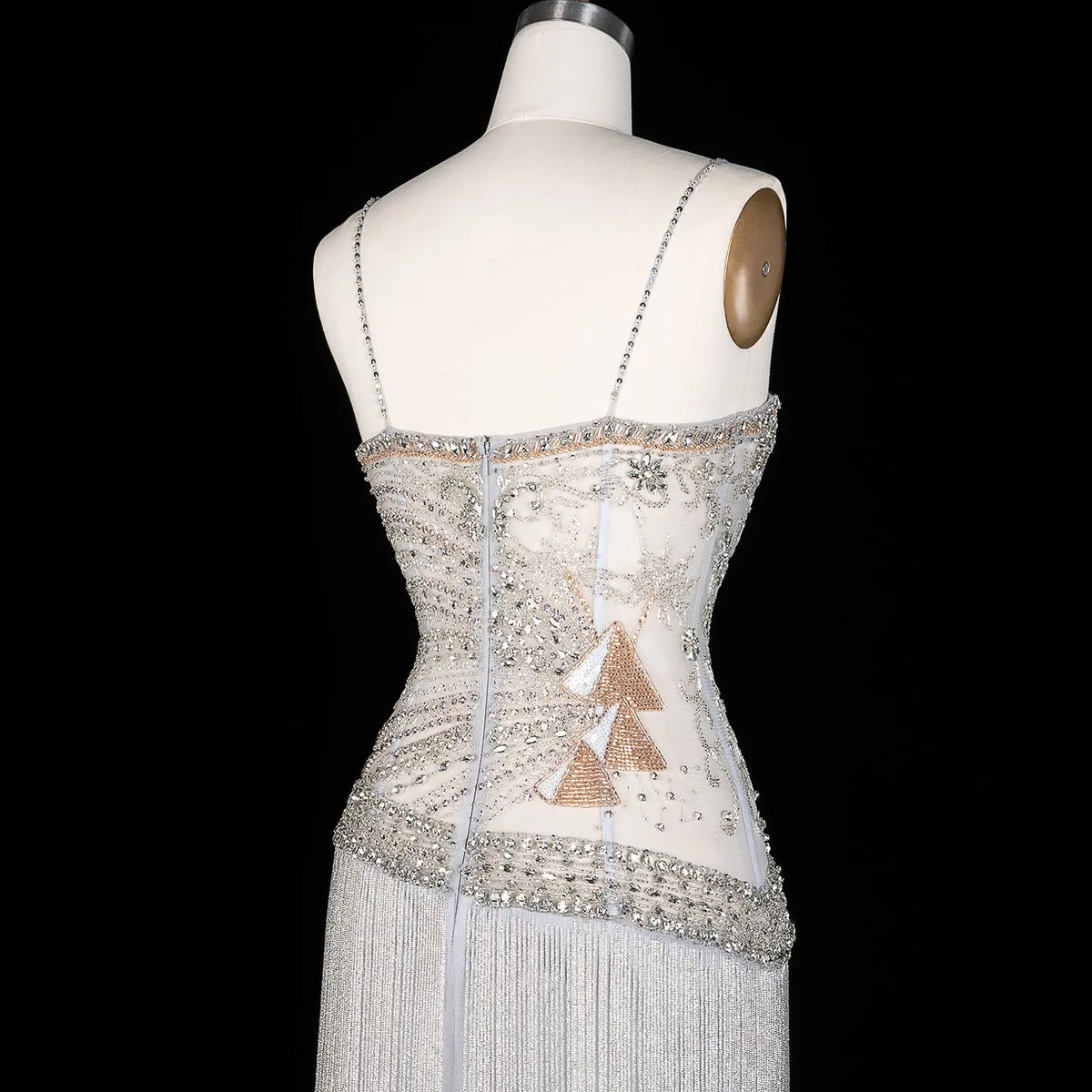 Aqua Fringe Beaded Corset Formal Evening Dress SS202-16