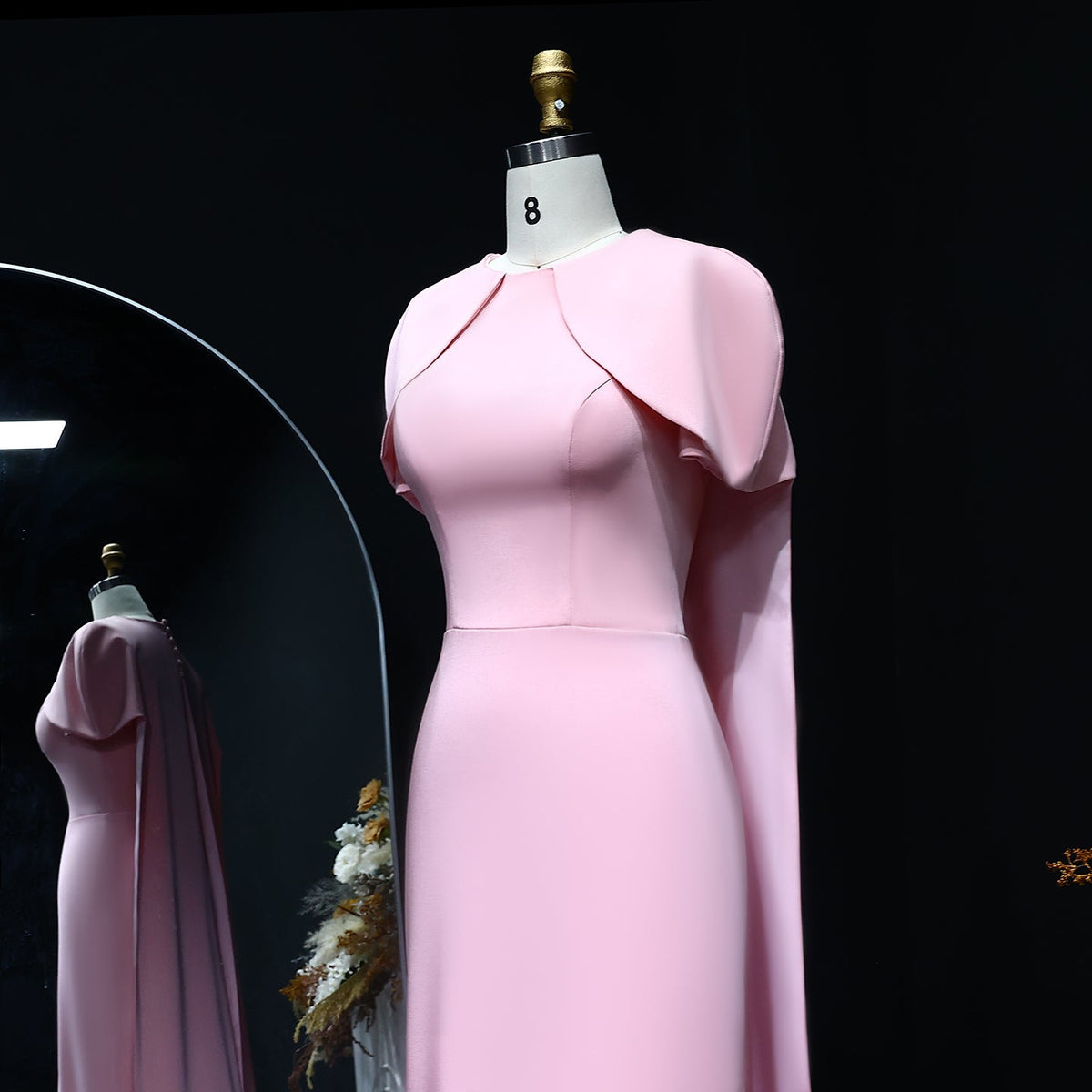 Simple Lilac Straight Evening Dress with Cape SF033