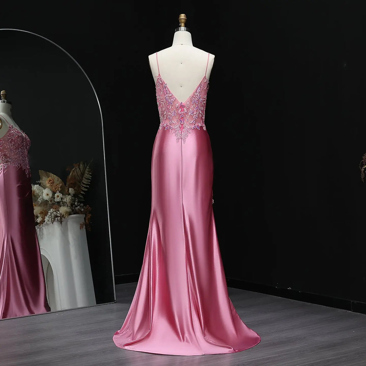 Luxury Rose Pink Beaded Embroidered High-Slit Mermaid Prom Dress SH507 SHARONSAID Luxury Rose Pink Beaded Embroidered High-Slit Mermaid Prom Dress SH507 SHARONSAID