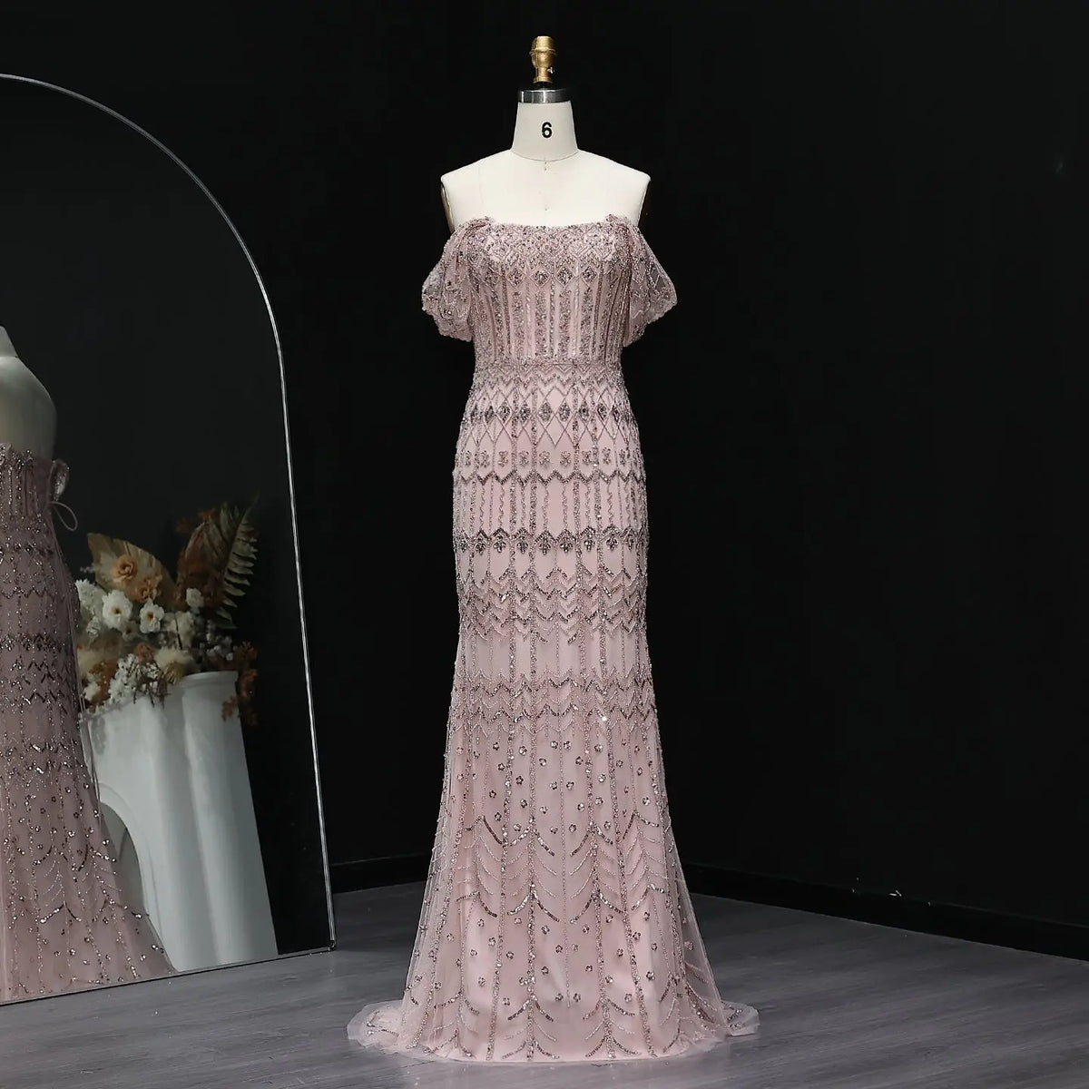Luxury White Beaded Short Sleeves Evening Dress SS291 Luxury White Beaded Short Sleeves Evening Dress SS291