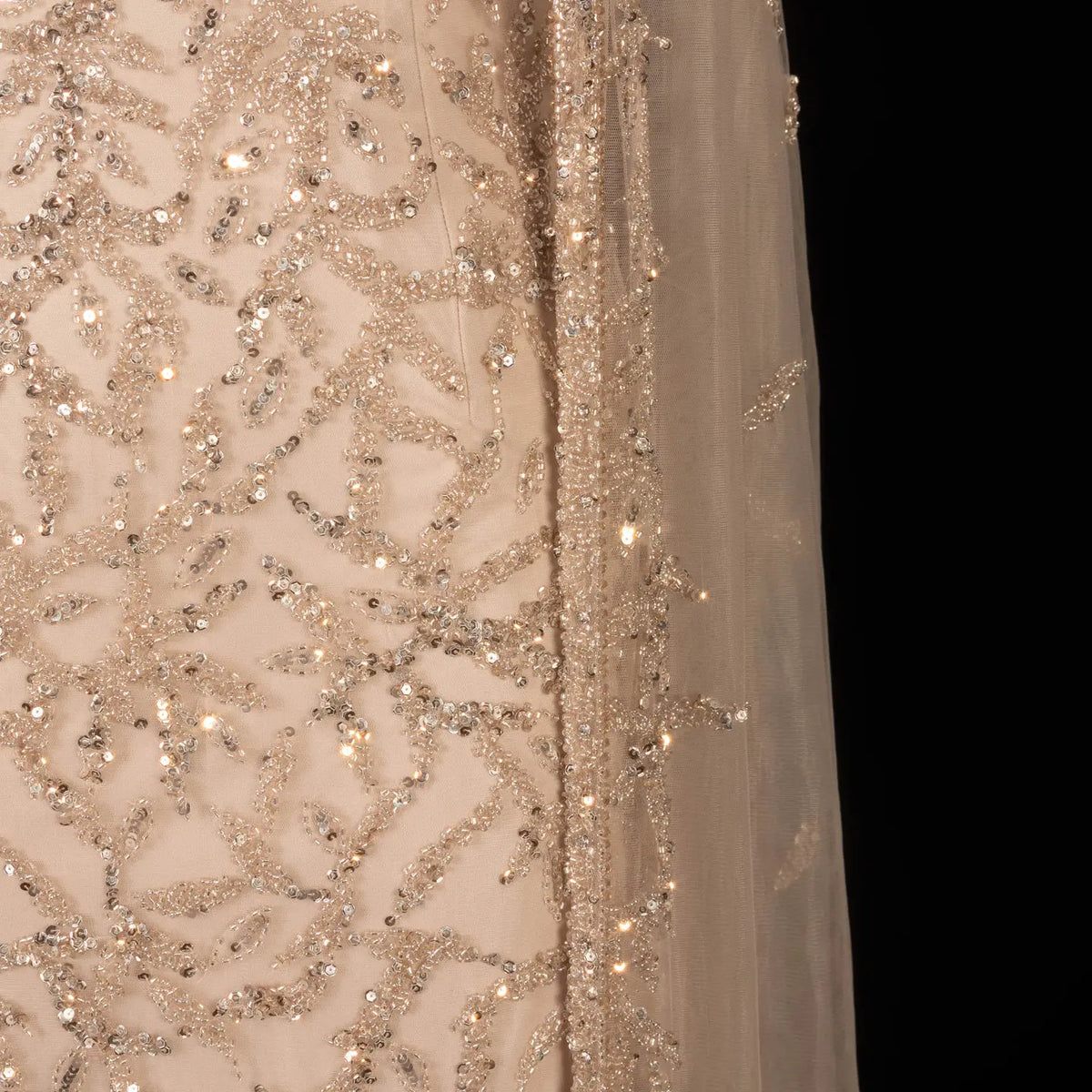 Elegant Pink Beaded Evening Gown with Sheer Cape SS393 