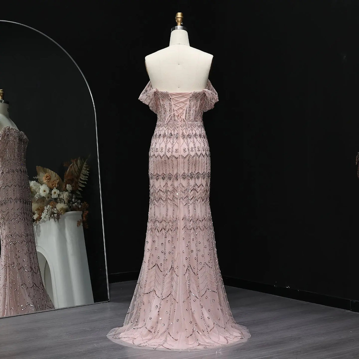 Luxury White Beaded Short Sleeves Evening Dress SS291 Luxury White Beaded Short Sleeves Evening Dress SS291