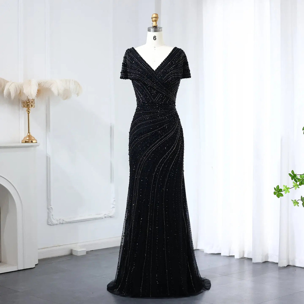 Luxury Silver Nude Mermaid Evening Dress SS045 