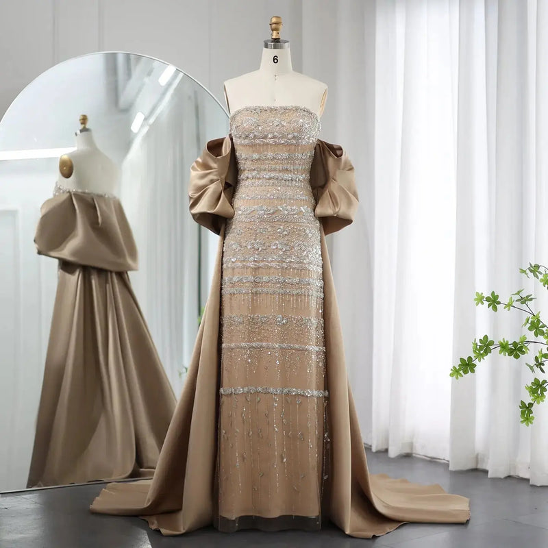 Luxury Sage Green Beaded Evening Dress with Cape SS238 Luxury Sage Green Beaded Evening Dress with Cape SS238