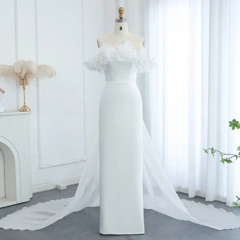 Elegant 3D Flowers Light Yellow Evening Dress with Overskirt SF013 