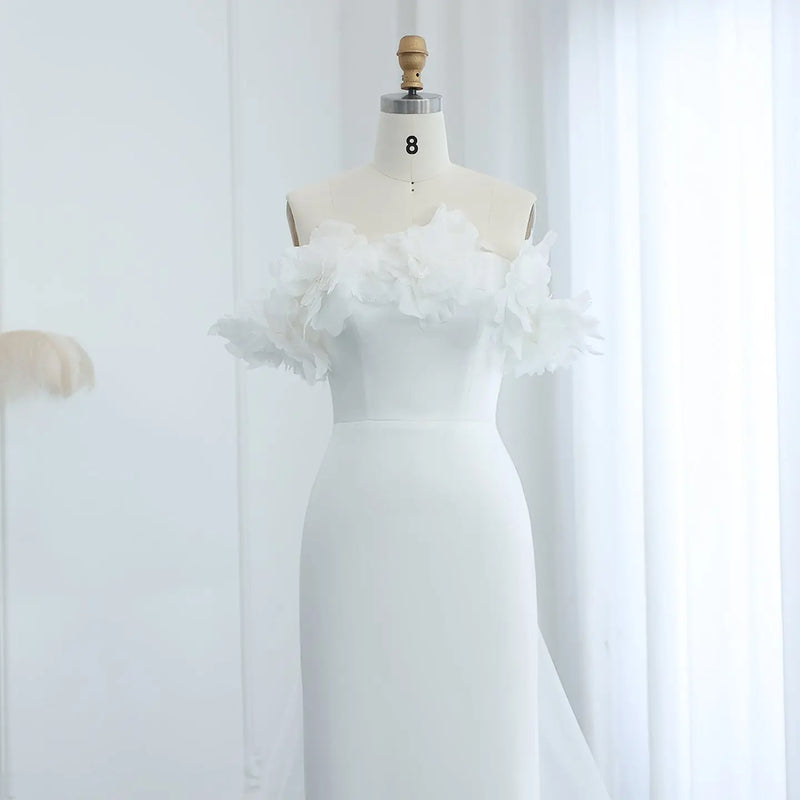 Elegant 3D Flowers Light Yellow Evening Dress with Overskirt SF013 