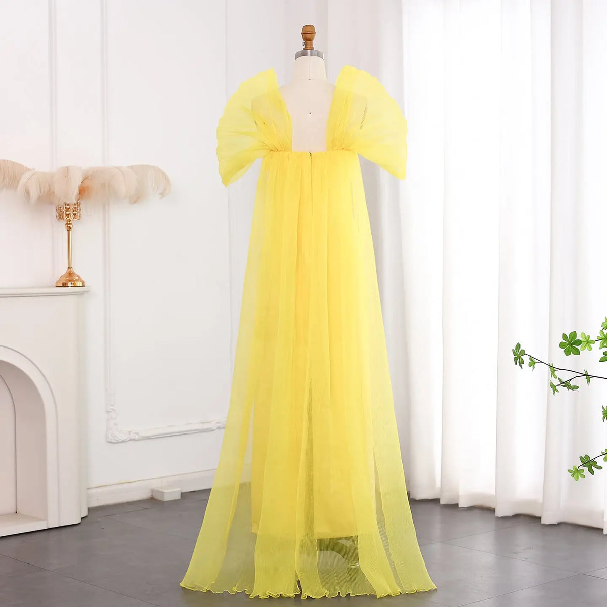 Final Sale Luxury Beaded Yellow Evening Dress with Cape SS570 Final Sale Luxury Beaded Yellow Evening Dress with Cape SS570