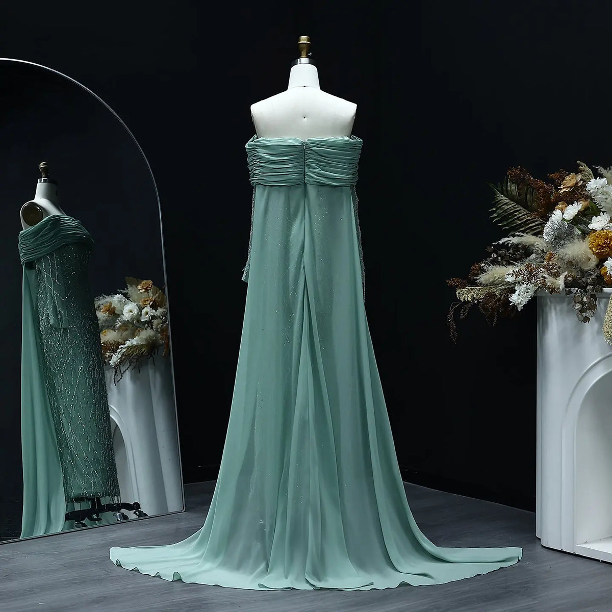 Luxury Tassel Lilac Off Shoulder Evening Dress with Cape SS708 - SHARONSAID Luxury Tassel Lilac Off Shoulder Evening Dress with Cape SS708 - SHARONSAID