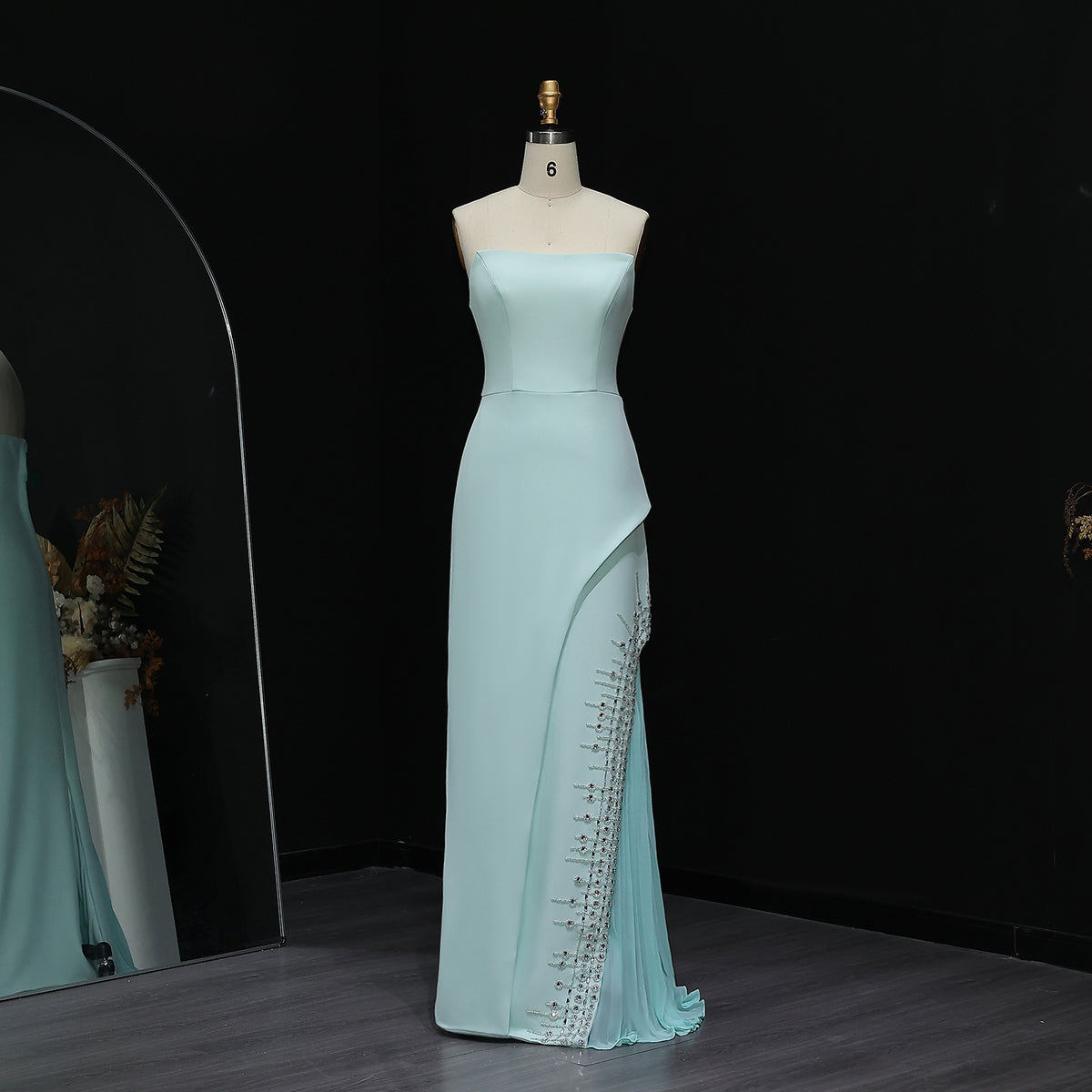 Luxury Mint Green Crystal Embellished Evening Dress XD022 