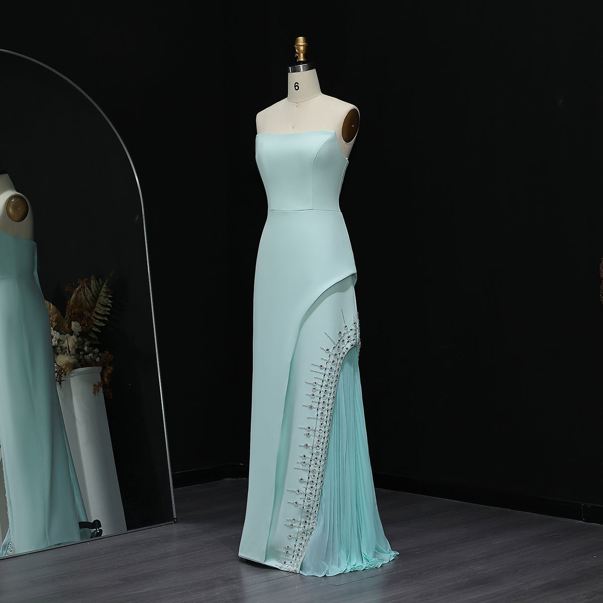 Luxury Mint Green Crystal Embellished Evening Dress XD022 