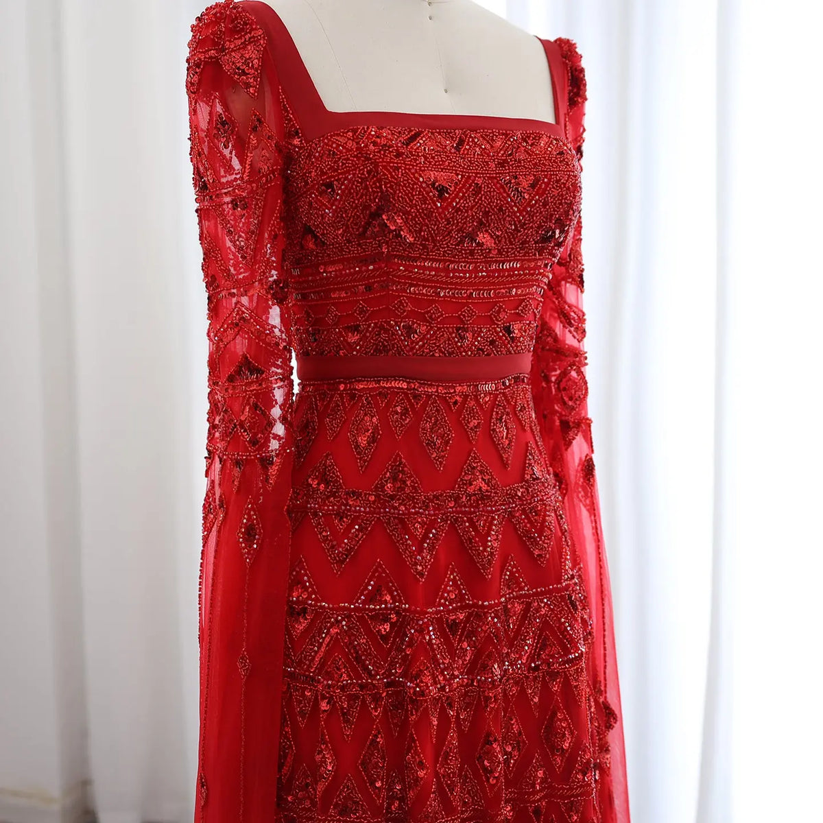 Luxury Wine Red Evening Dress with Cape Sleeves SS461 Luxury Wine Red Evening Dress with Cape Sleeves SS461
