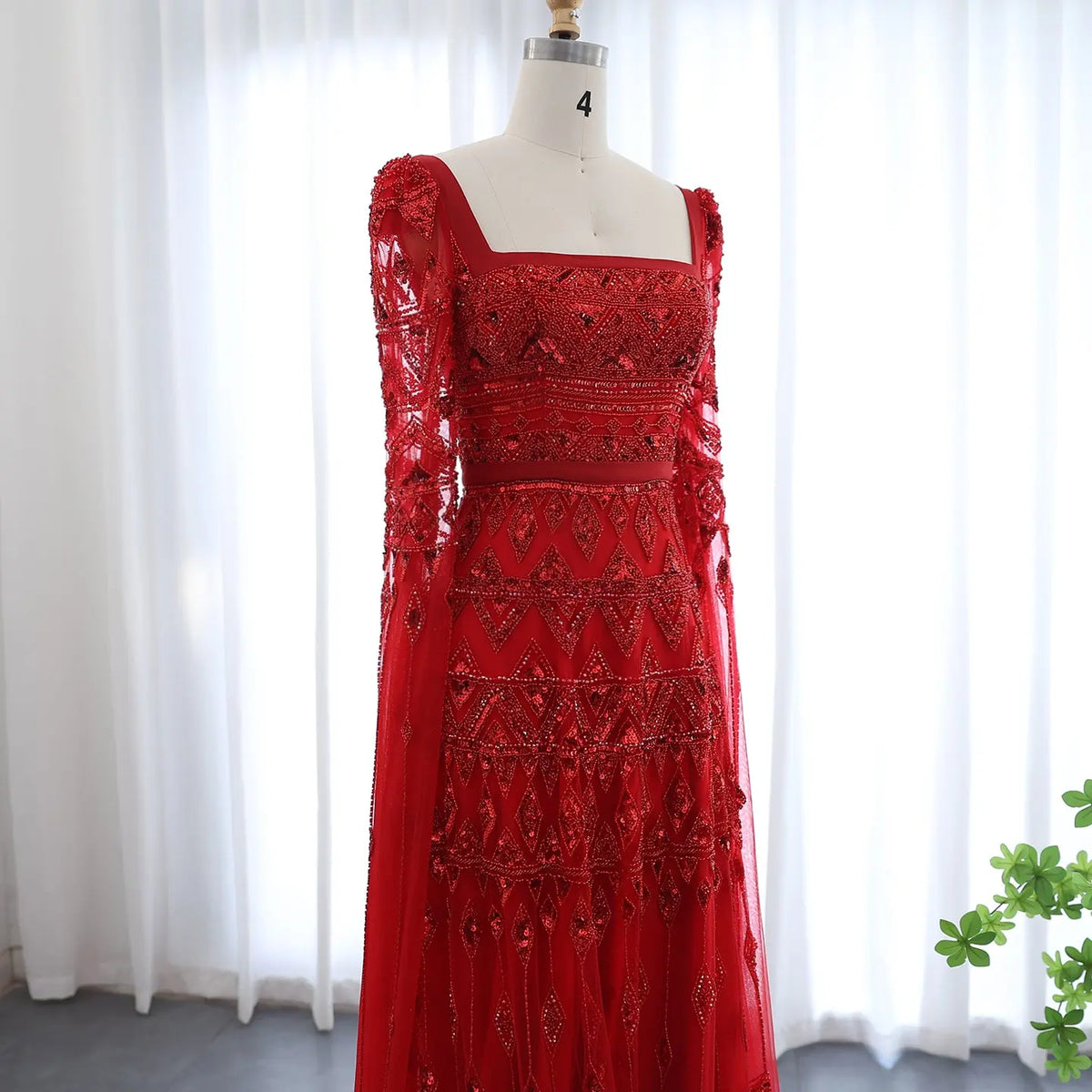 Luxury Wine Red Evening Dress with Cape Sleeves SS461 Luxury Wine Red Evening Dress with Cape Sleeves SS461