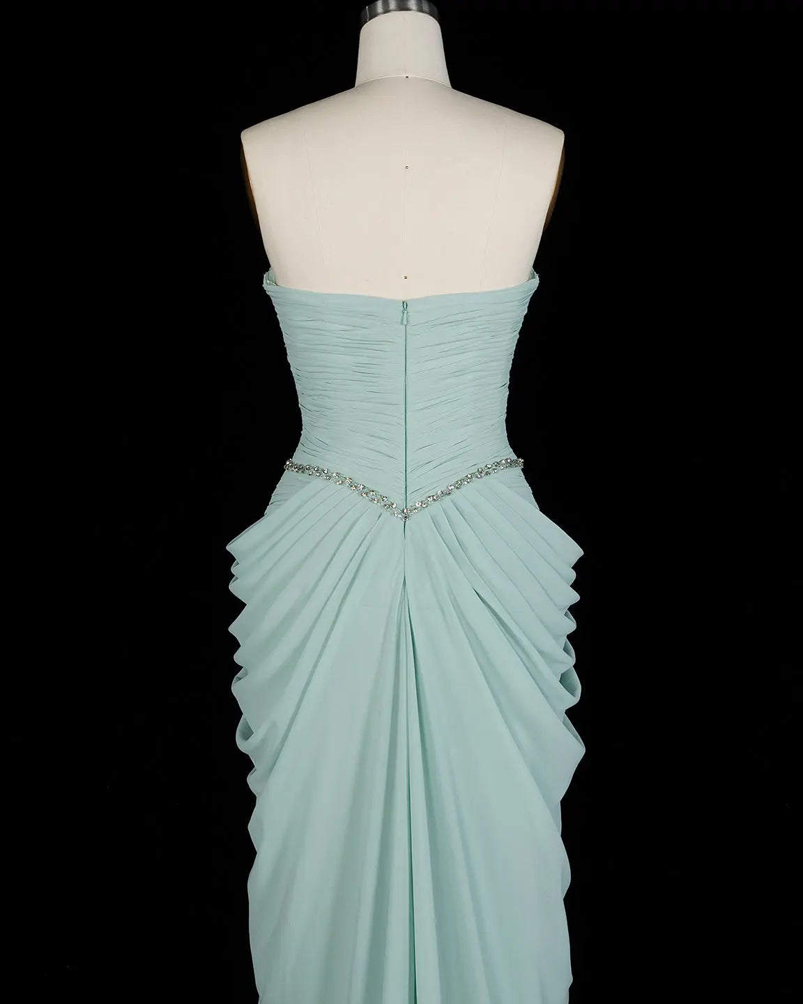 Aqua Beaded Evening Dress with Cape-8