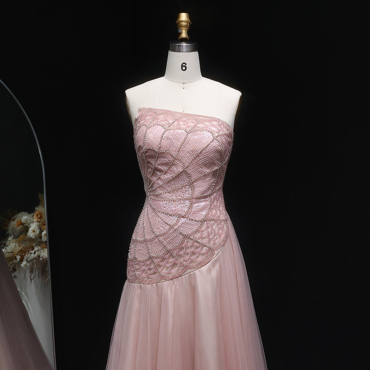 Luxury Sequin Pearl Pink Evening Dress SS287 
