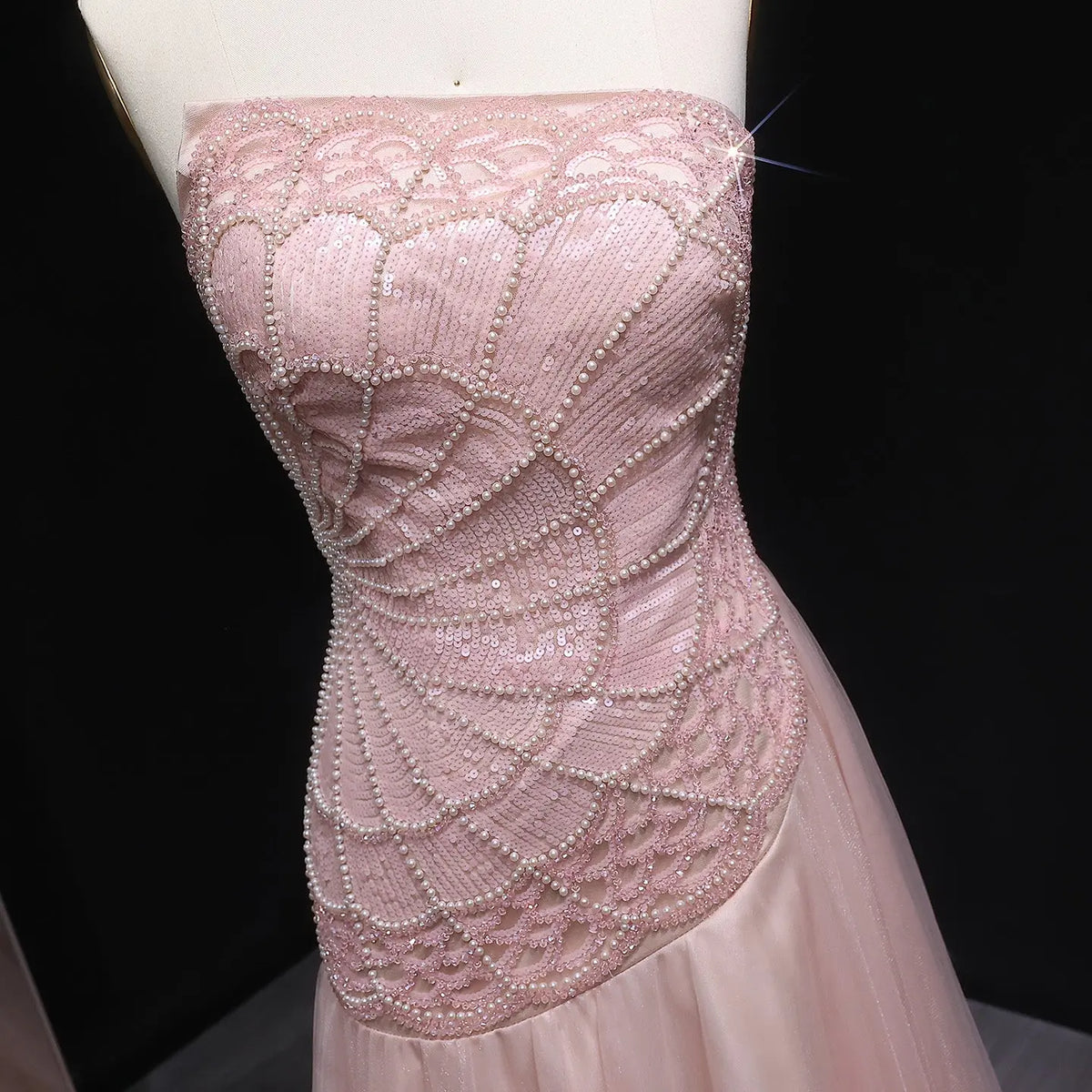 Luxury Sequin Pearl Pink Evening Dress SS287 Luxury Sequin Pearl Pink Evening Dress SS287