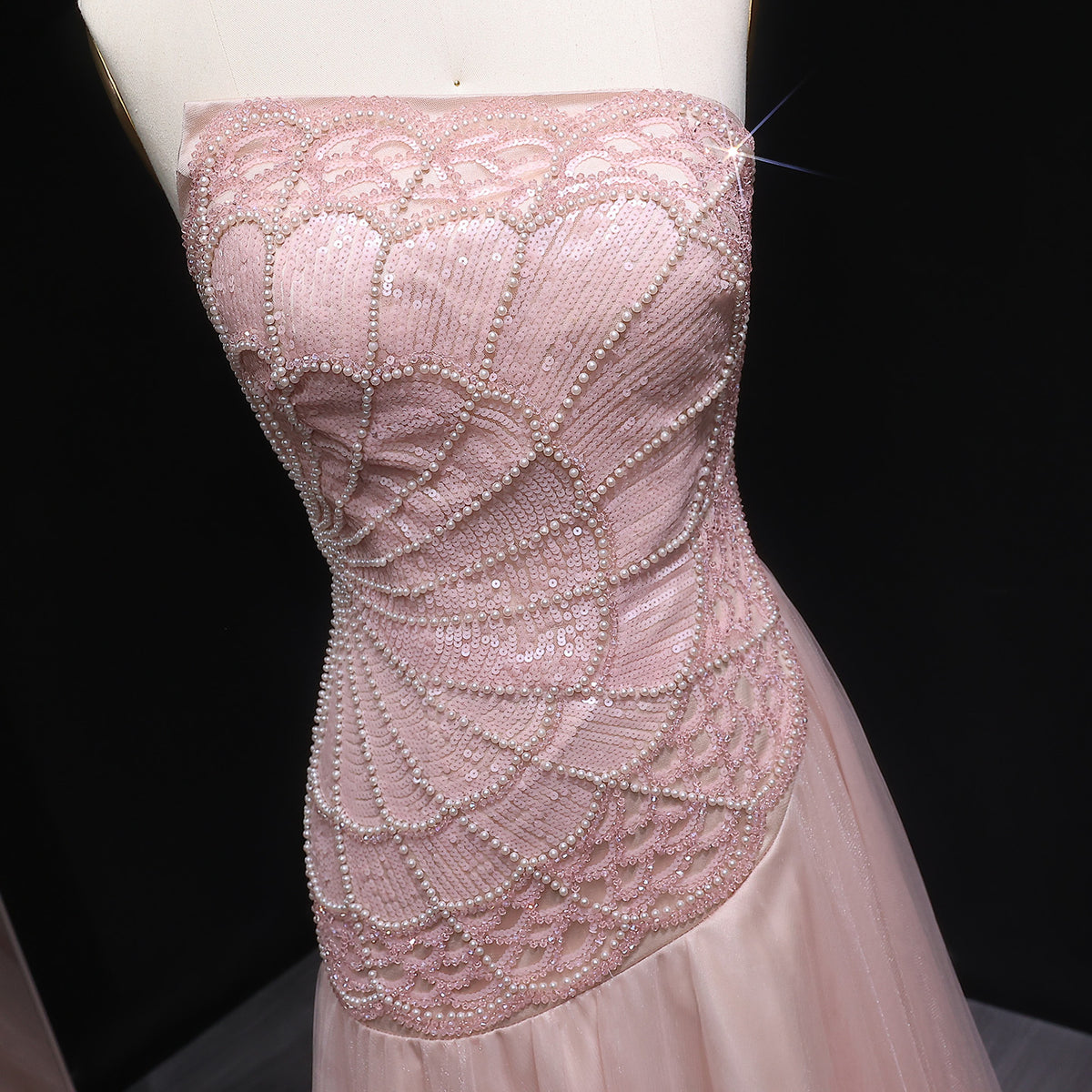 Luxury Sequin Pearl Pink Evening Dress SS287 