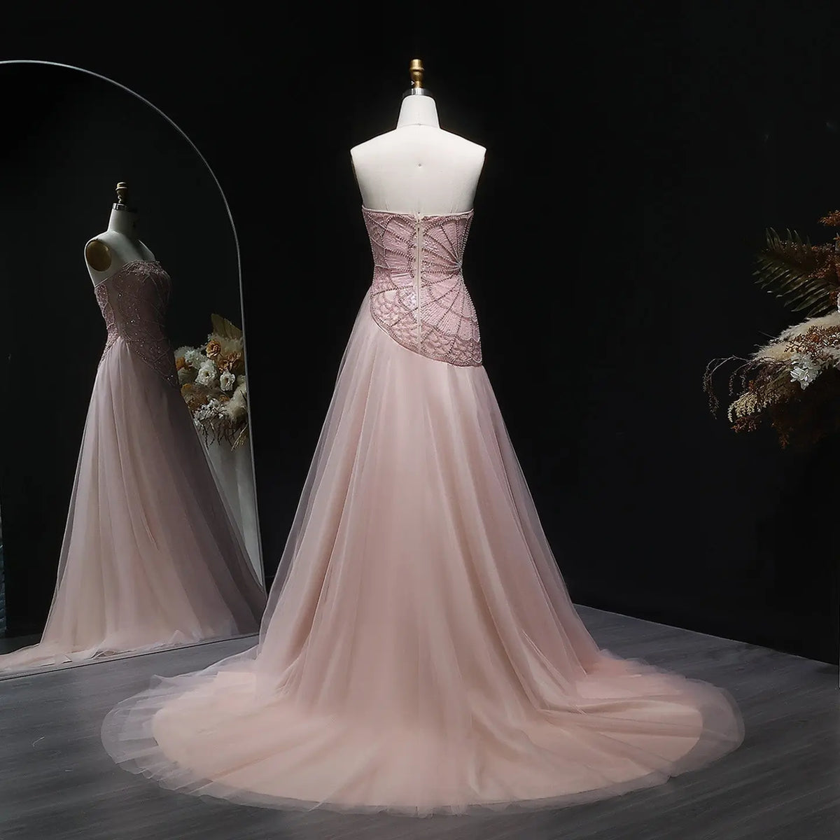 pearl pink sequin dress Strapless Pearl Crystal Sequin Maxi Dress Pink