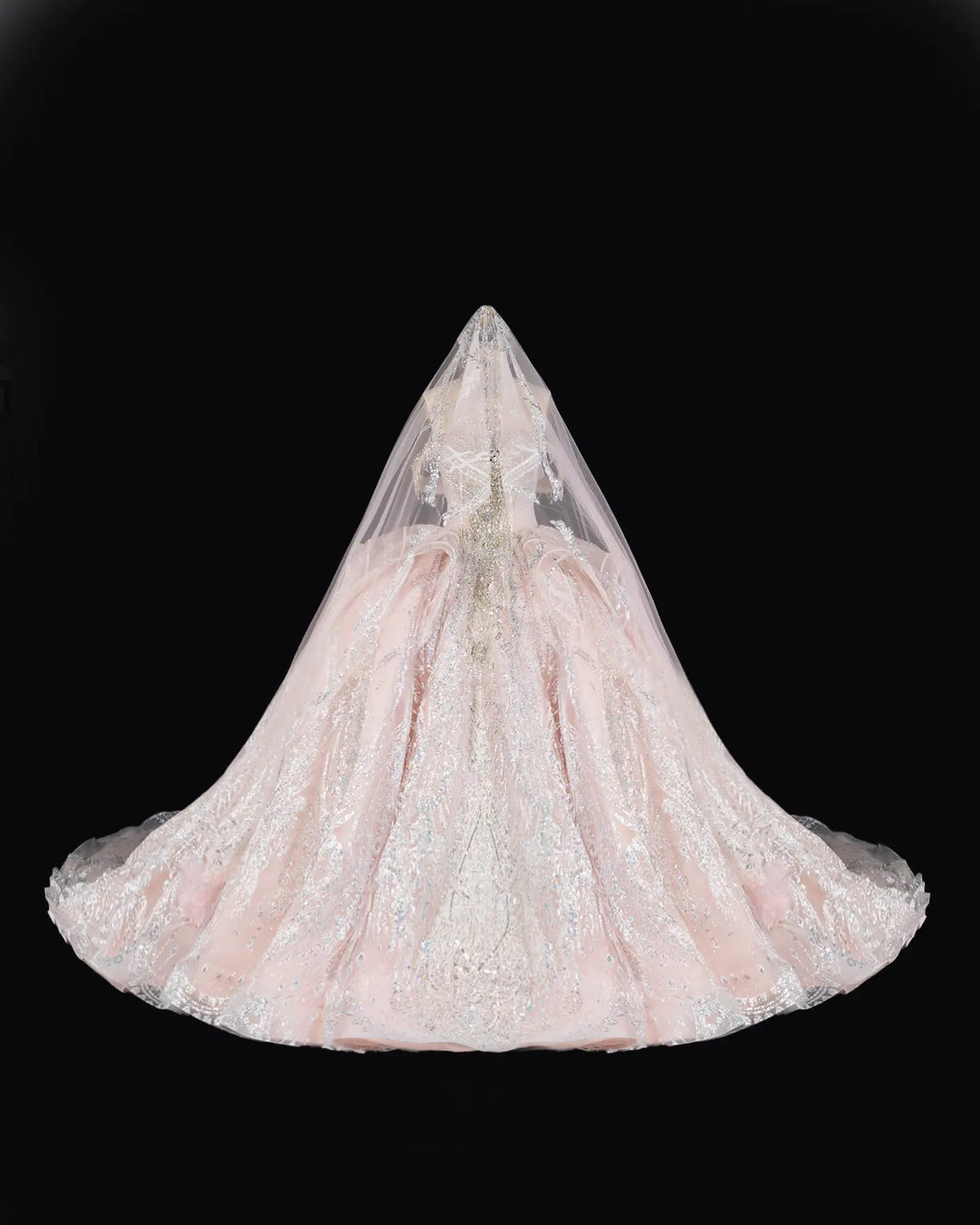Pink Off Shoulder Crystal Ball Gown Wedding Dress SW609-3