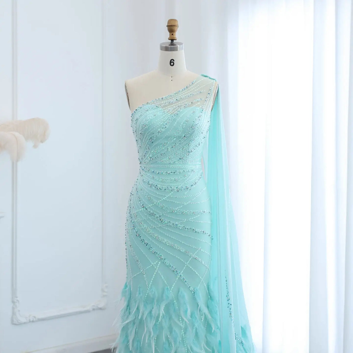 turquoise one shoulder prom dress Sherri Hill