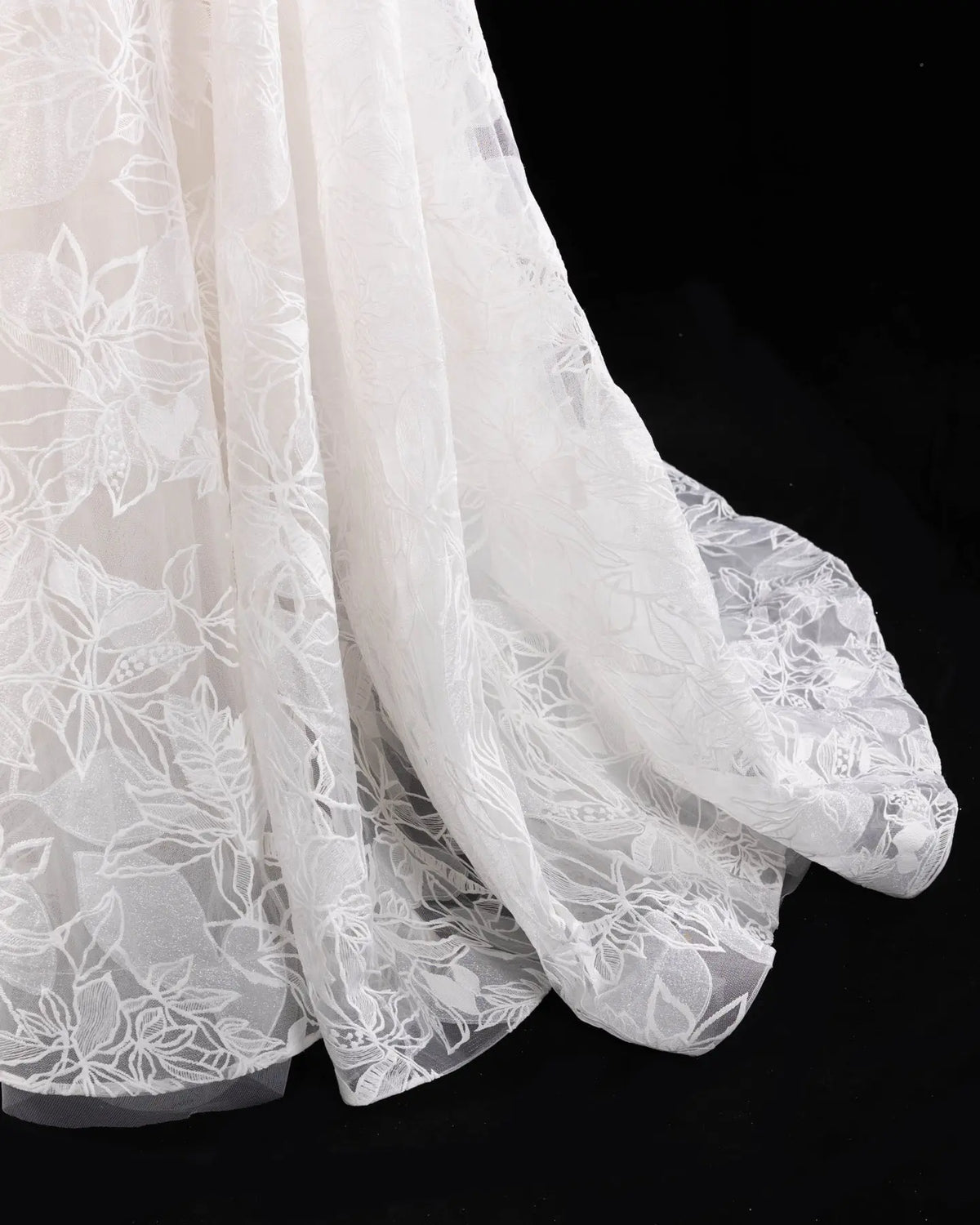 Off White Strapless Satin Lace Wedding Dress-3