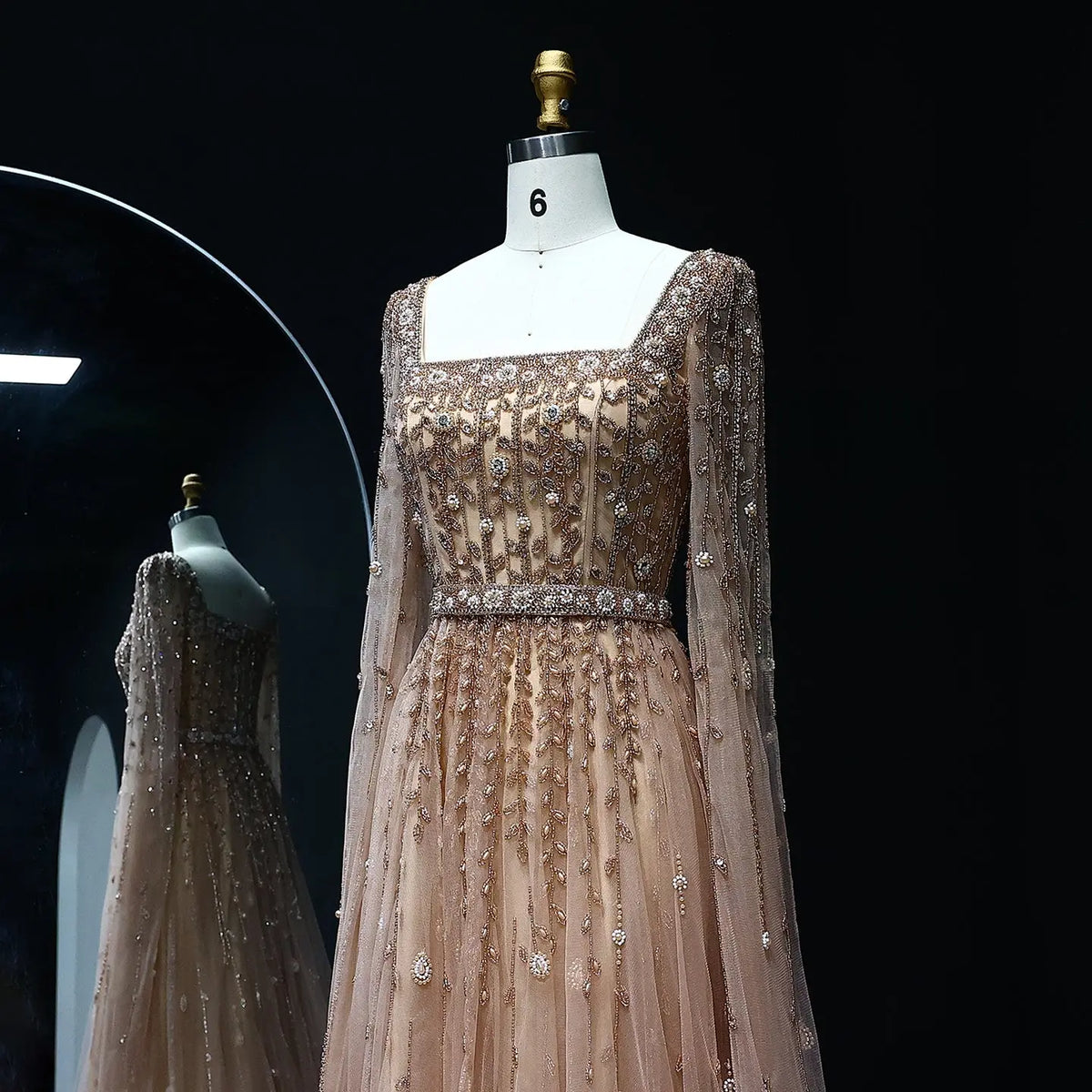 Luxury Square Neck Evening Dress with Cape Sleeves SS494 Luxury Square Neck Evening Dress with Cape Sleeves SS494