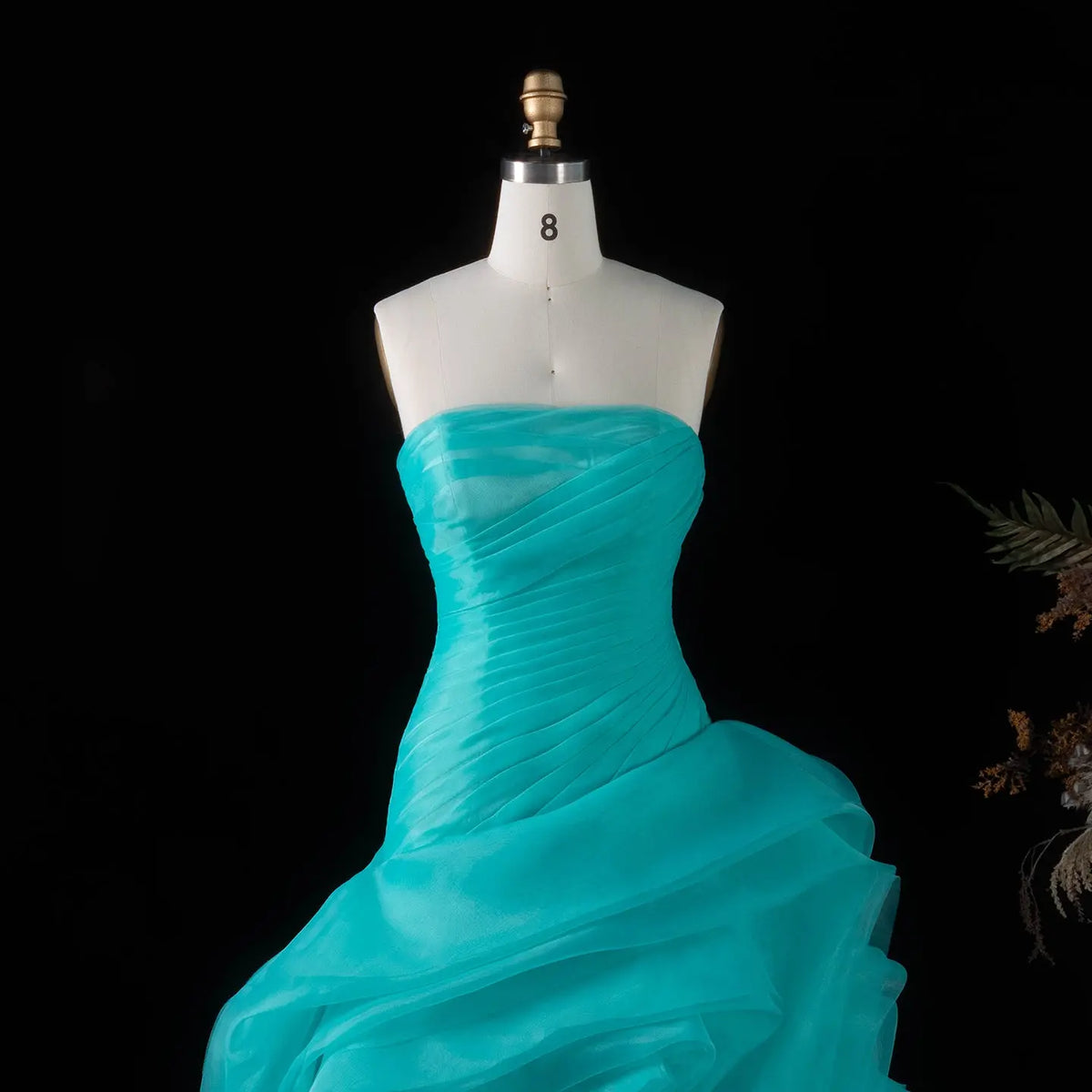 Elegant Strapless Ruffles Pink Evening Dress SF040 